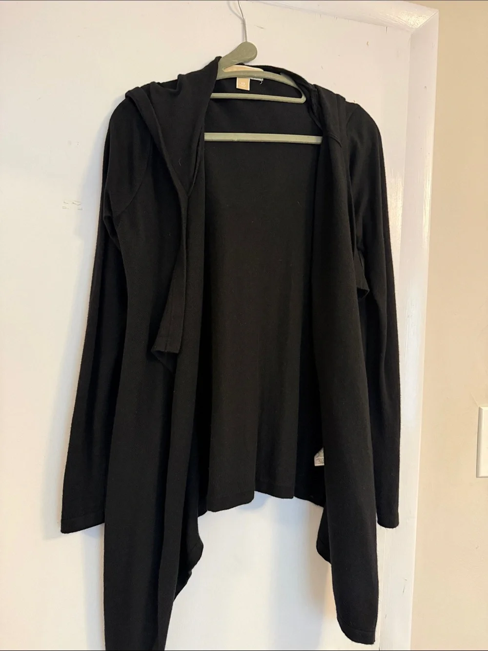 Black Hooded Open Front Cardigan by Michael Kor